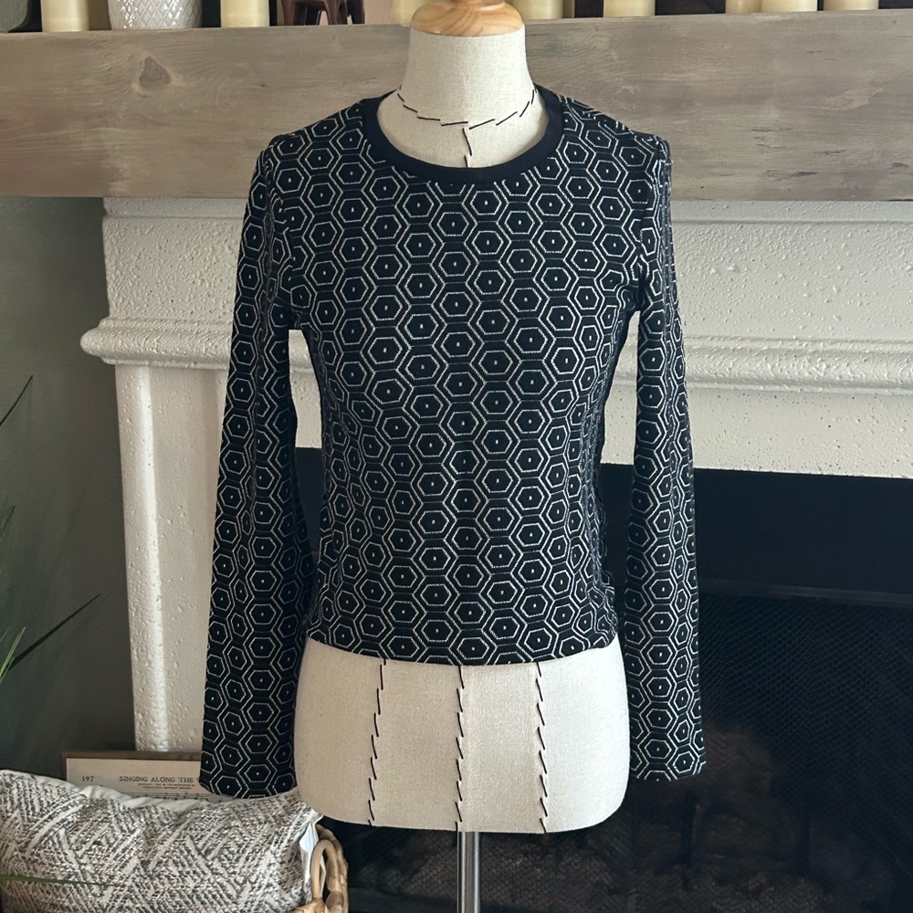 Topshop Fitted Ribbed Blue and Black Sweater